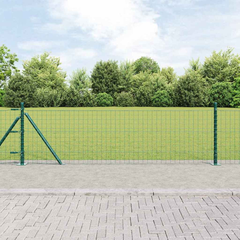 Produktbild för Stängselpost med betongbas 26 st Grön Pulverlackerat stål