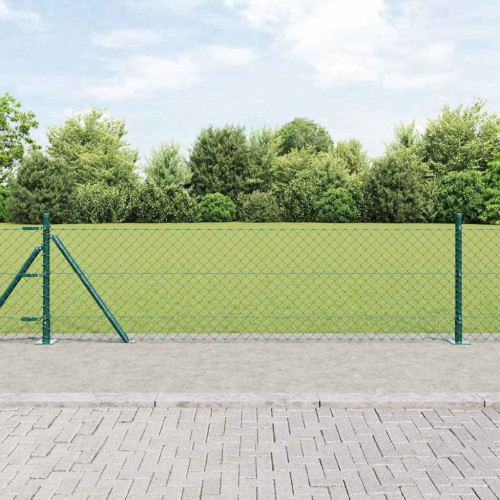 vidaXL Utomhus kedjefence med betongbas 25 x 0,6 m PVC-belagda stål