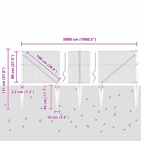 Produktbild för Sexkantigt staket med stolpe 50 x 0,8 m PVC-belagda stål Grå