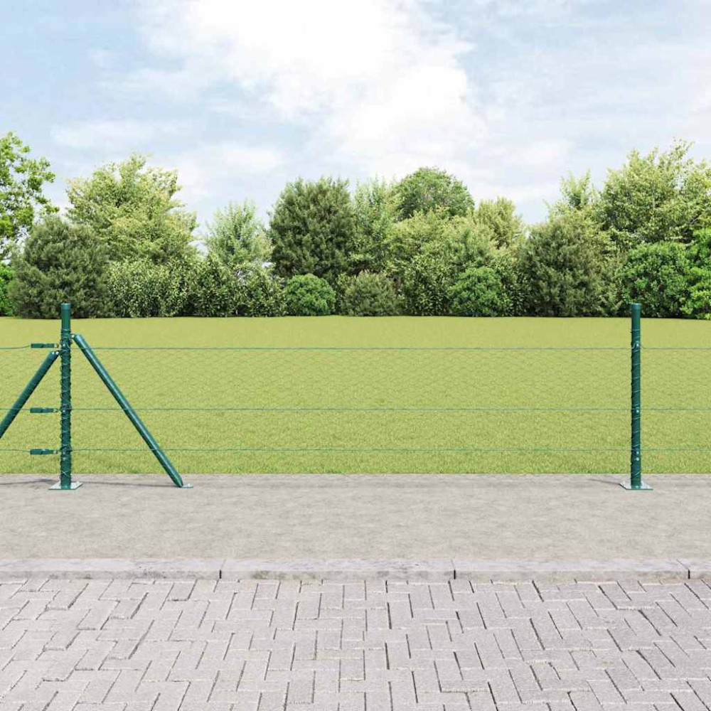 Produktbild för Hexagonal stängsel med betongfundament 25 x 0,5 m Skogsgrön