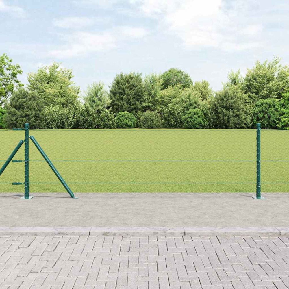 Produktbild för Hexagonal stängsel med betongfundament 25 x 0,6 m Grön Mesh