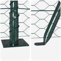 Produktbild för Hexagonal stängsel med betongfundament 25 x 0,6 m Grön Mesh