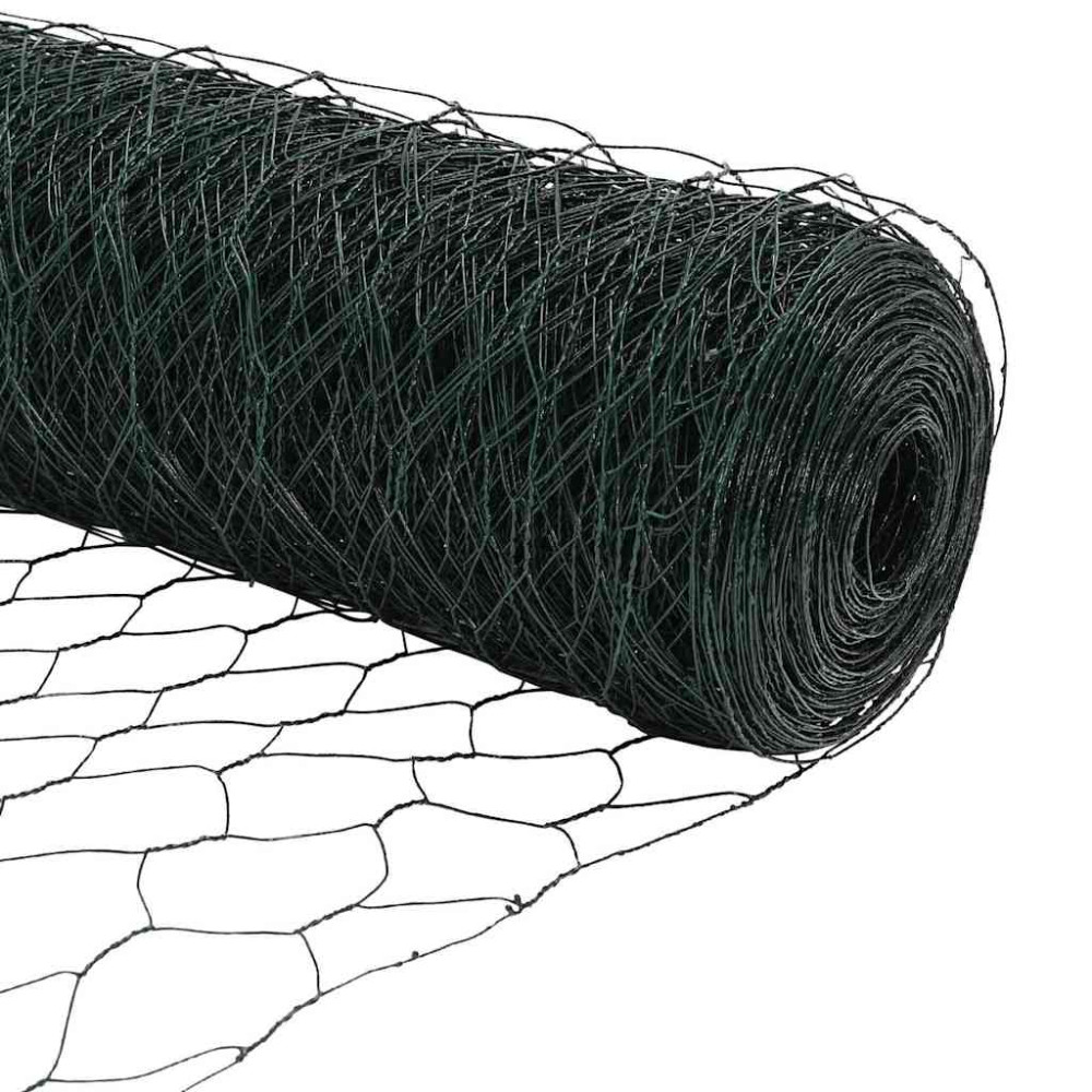 Produktbild för Hexagonal stängsel med betongfundament 25 x 0,6 m Grön Mesh