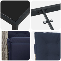 Produktbild för Trädgårdsmöbelset med kudde 3 pcs Grå konstrotting