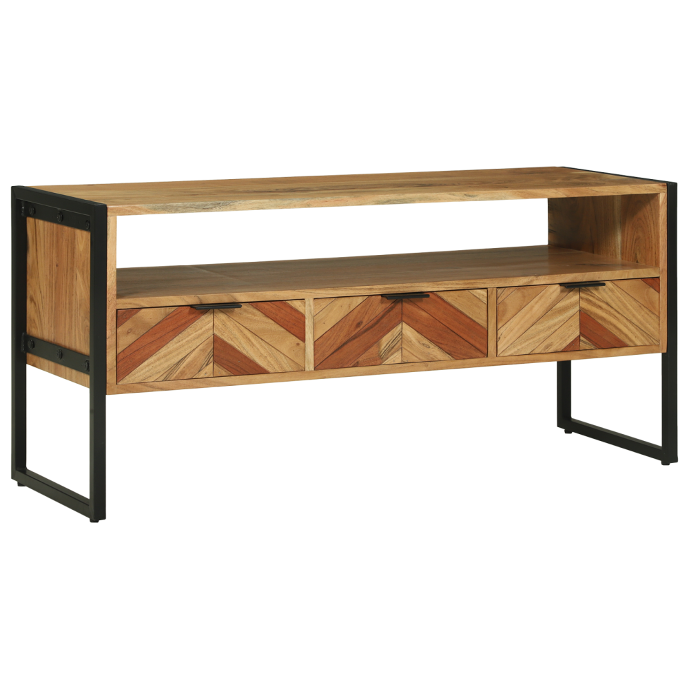 Produktbild för TV-skåp med låda Brun 100 x 35 x 50 cm Massivt Akaciaträ