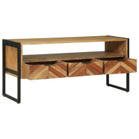 Produktbild för TV-skåp med låda Brun 100 x 35 x 50 cm Massivt Akaciaträ