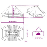 Produktbild för Tipi Tält med tak med lagring Grön 680 x 430 x 270 cm taffeta