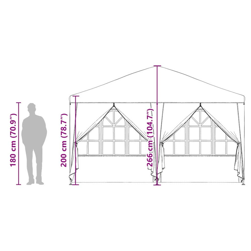 Produktbild för Partytält Vit 400 x 400 x 266 cm polyeten