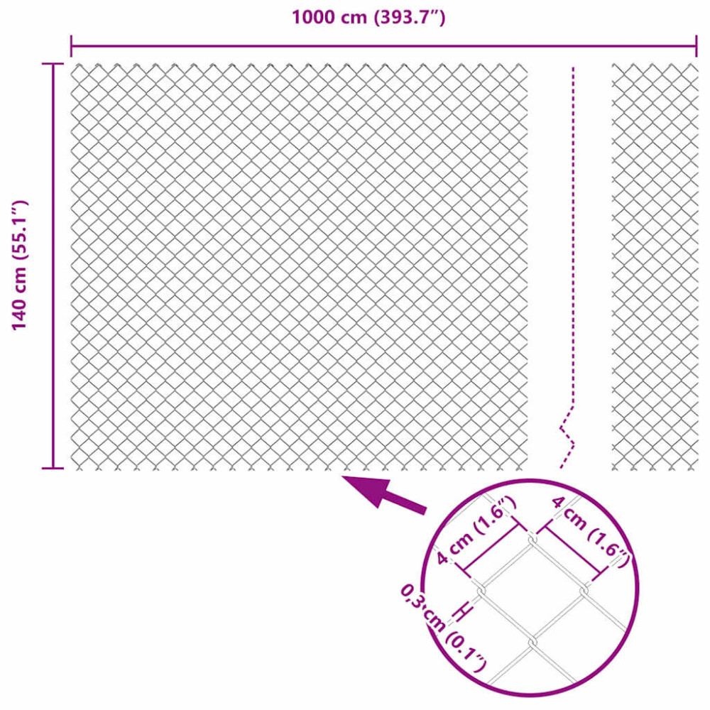 Produktbild för Kedjelänk Stängsel 10 x 1,4 m Stål Grön
