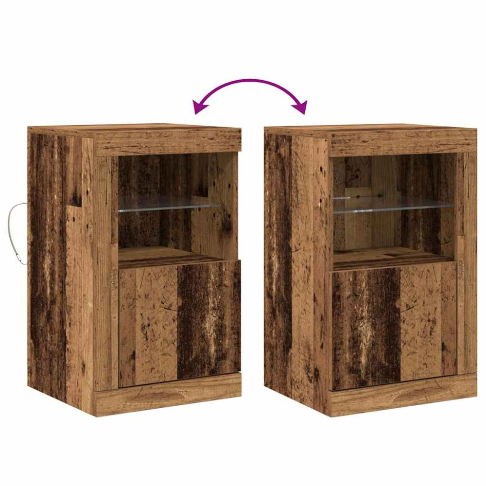 Produktbild för LED-sido bord 2 pcs Gammalt trä 41 x 37 x 67 cm Konstruerat trä