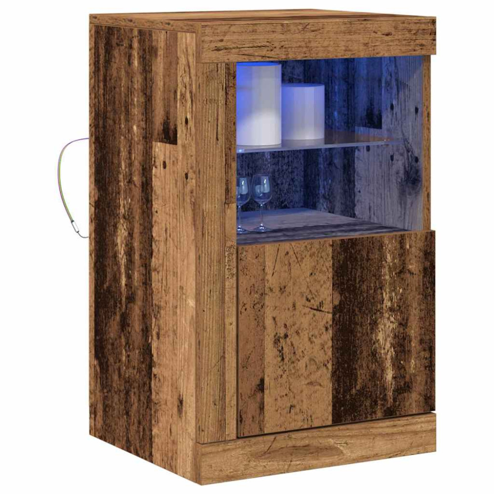 Produktbild för LED-sido bord 2 pcs Gammalt trä 41 x 37 x 67 cm Konstruerat trä