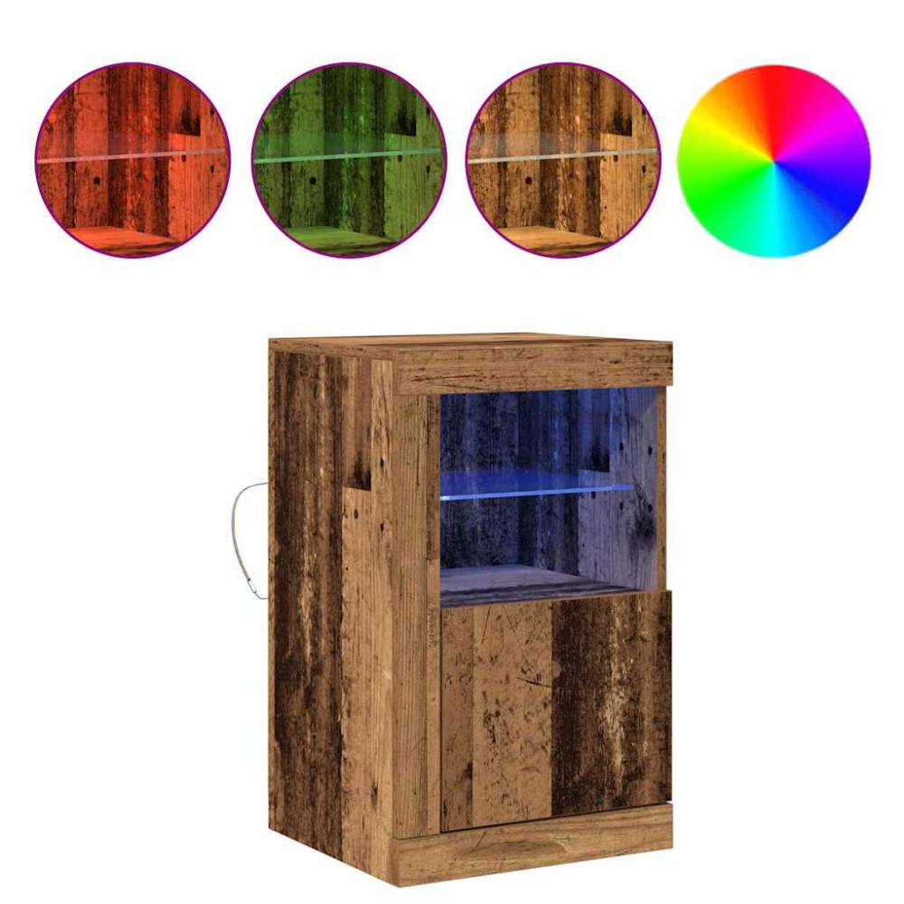 Produktbild för LED-sido bord 2 pcs Gammalt trä 41 x 37 x 67 cm Konstruerat trä