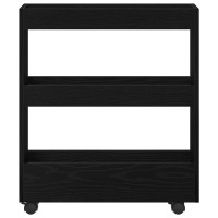 Produktbild för Smal förvaringsvagn Svart Ek 60 x 18 x 70 cm Konstruerat trä