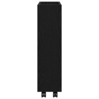 Produktbild för Smal förvaringsvagn Svart Ek 60 x 18 x 70 cm Konstruerat trä