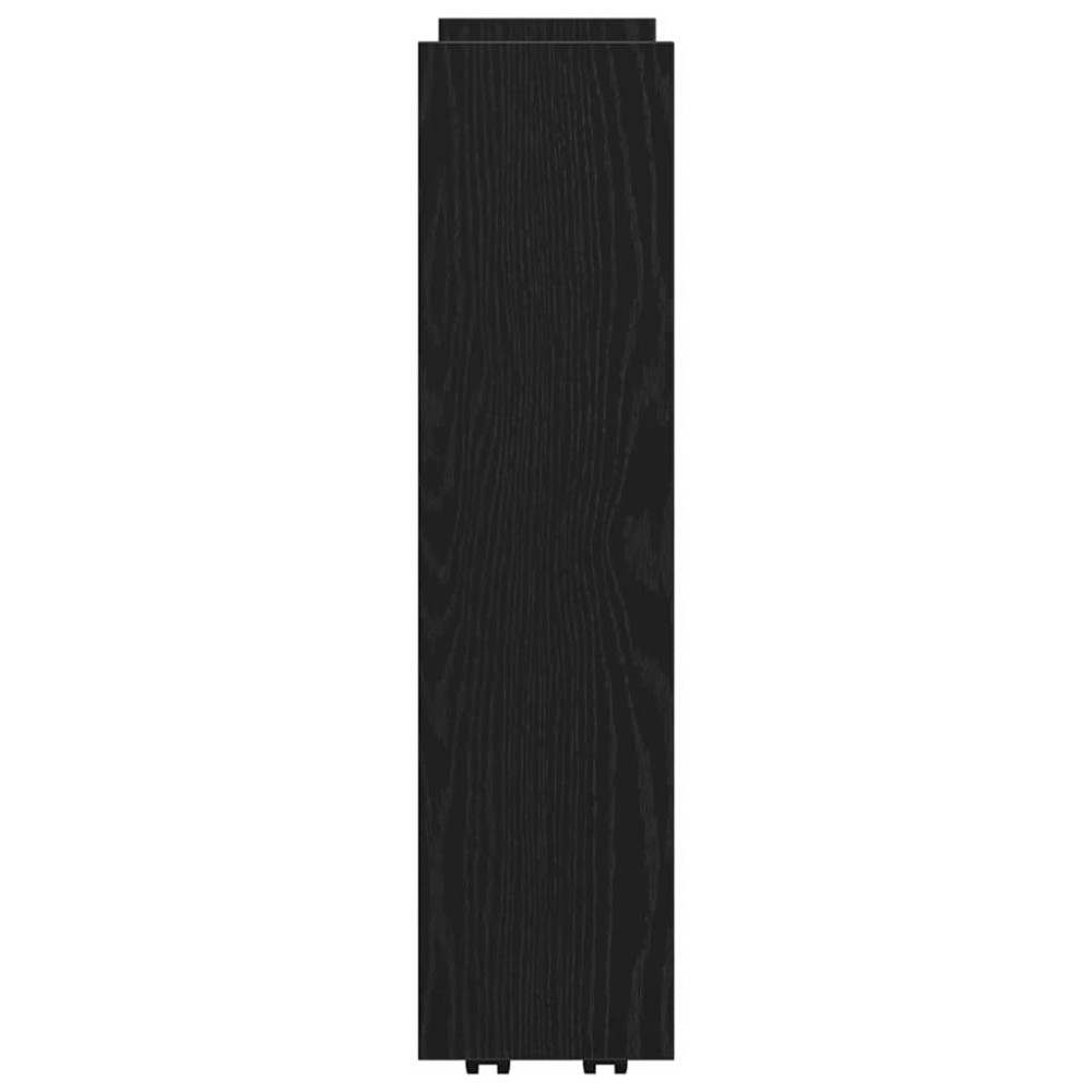 Produktbild för Smal förvaringsvagn Svart Ek 60 x 20 x 82 cm Konstruerat trä