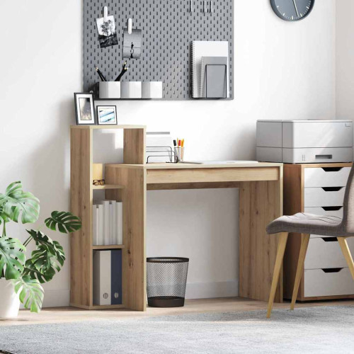 vidaXL Skrivbord med hylla Artisan Ek 100 x 40 x 90 cm Konstruerat trä