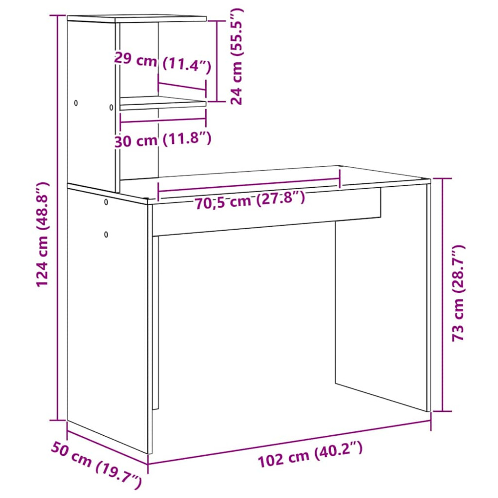 Produktbild för Skrivbord Artisan Ek 102 x 50 x 124 cm Konstruerat trä