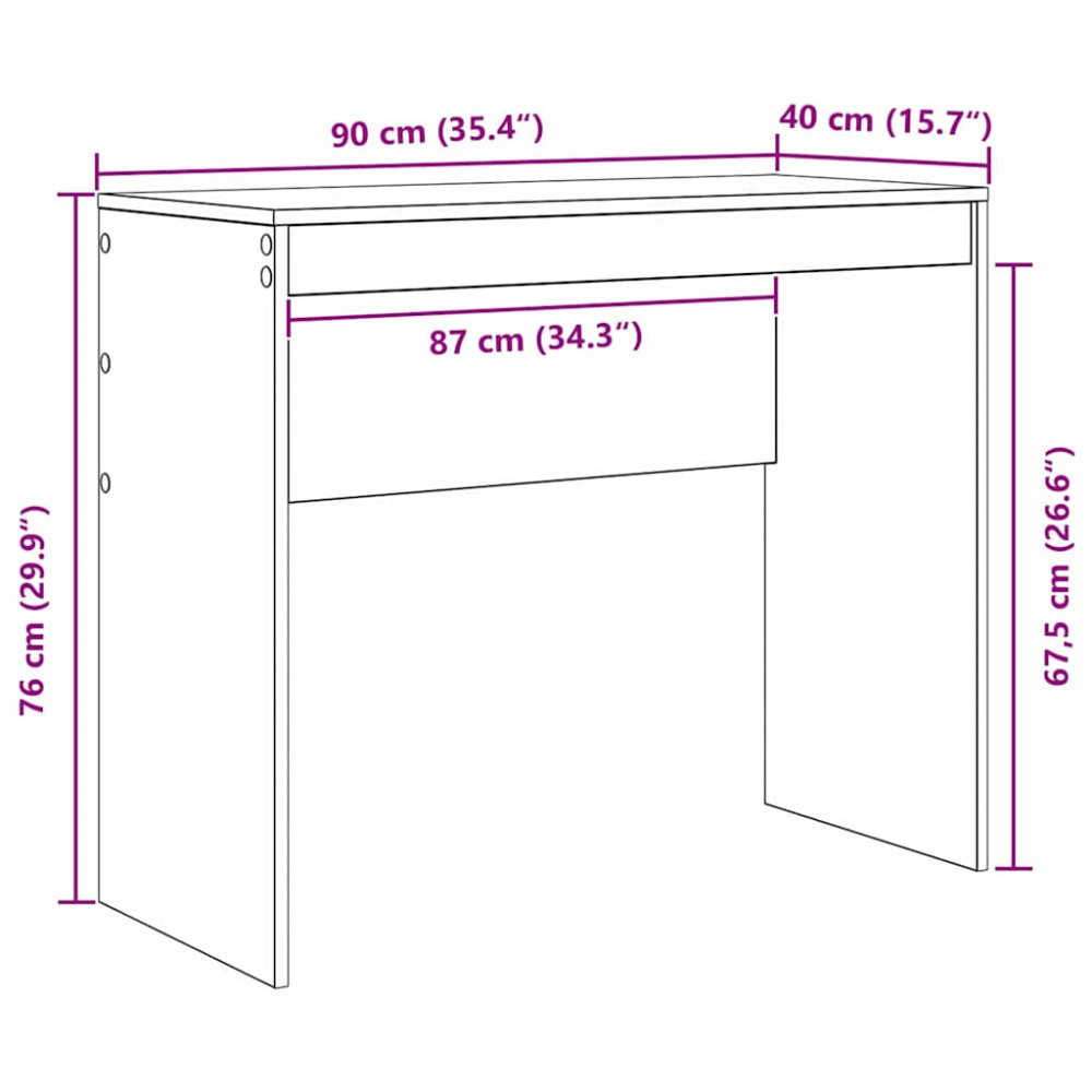 Produktbild för Skrivbord Betonggrå 90 x 40 x 76 cm