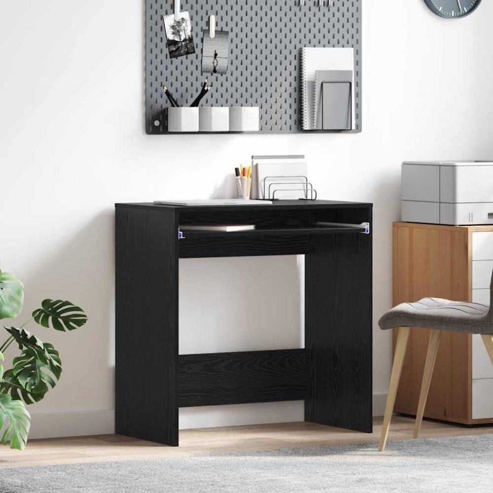 Produktbild för Skrivbord med låda Svart Ek 77.5 x 43 x 79 cm Konstruerat trä