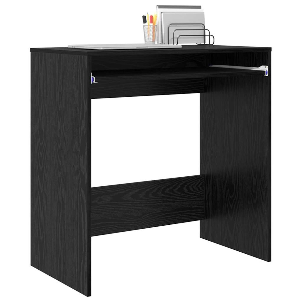Produktbild för Skrivbord med låda Svart Ek 77.5 x 43 x 79 cm Konstruerat trä
