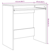 Produktbild för Skrivbord med låda Svart Ek 77.5 x 43 x 79 cm Konstruerat trä