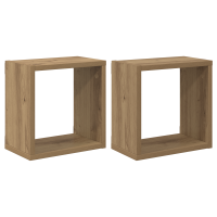 Produktbild för Vägg hyllor med hylla 2 pcs Artisan Ek Konstruerat trä