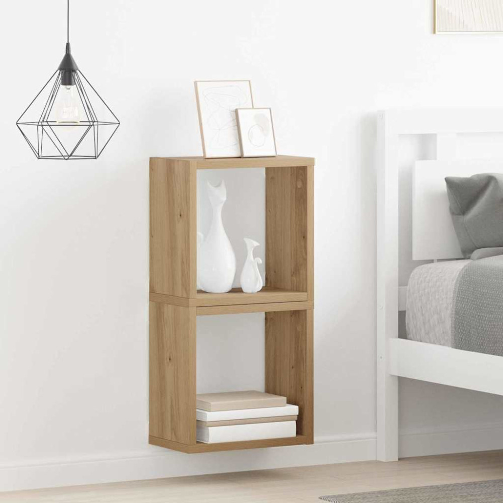 Produktbild för Vägg hyllor med hylla 2 pcs Artisan Ek Konstruerat trä