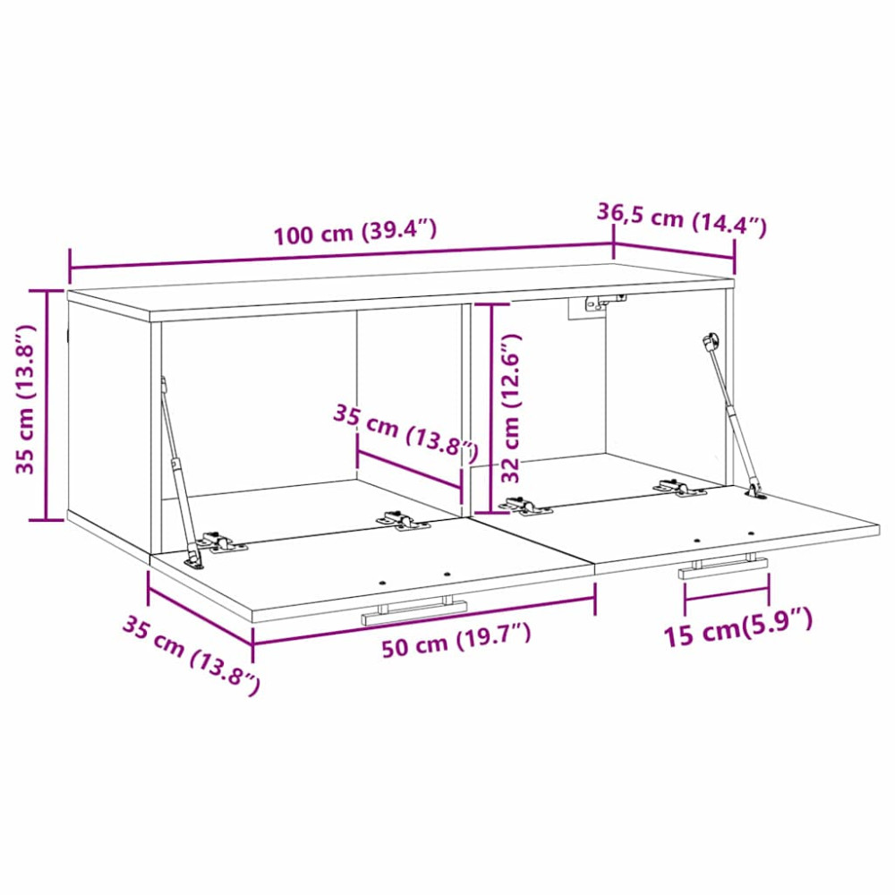 Produktbild för Väggskåp artisan ek 100 x 36.5 x 35 cm Konstruerat trä