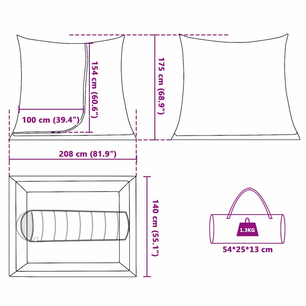 Produktbild för Innertält Svart 208 x 140 x 175 cm Nät