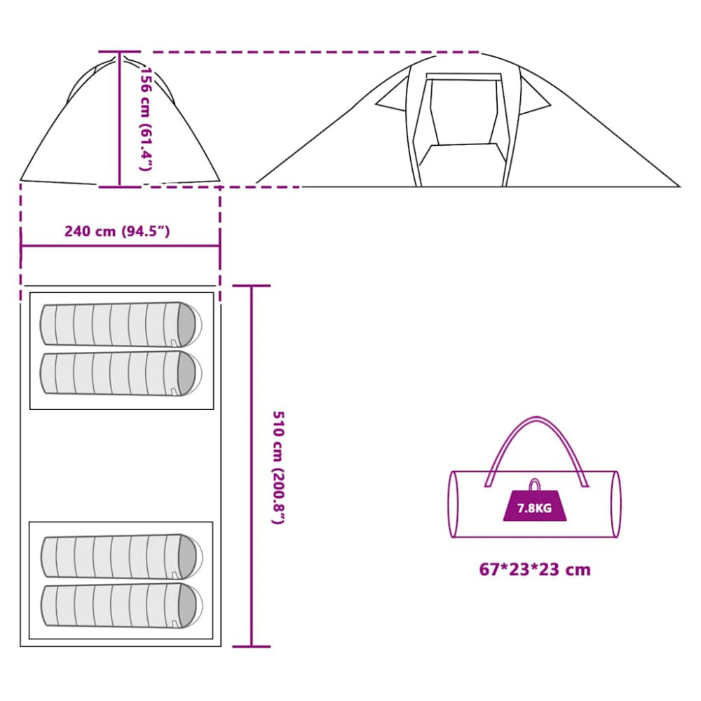 Produktbild för Tunnel tält med tak med lagring Blå 510 x 240 x 156 cm taffeta