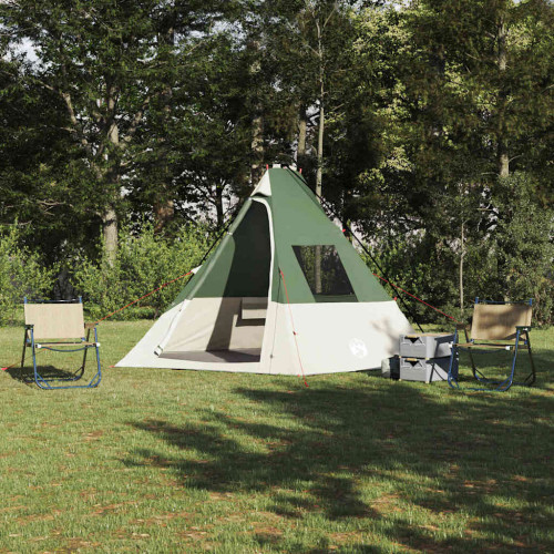 vidaXL Tipi Tält med tak med lagring Grön 383 x 338 x 217 cm taffeta