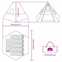 Produktbild för Tipi Tält med tak med lagring Grön 383 x 338 x 217 cm taffeta