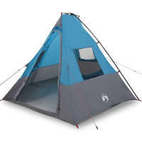 Produktbild för Tipi Tält med tak med lagring Blå 383 x 338 x 217 cm taffeta