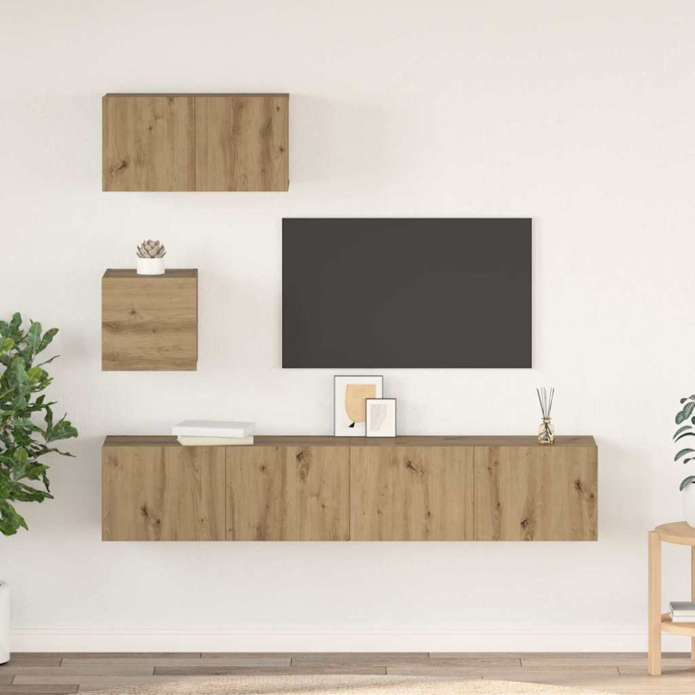 Produktbild för TV-bänkset 3 pcs Artisan Ek Konstruerat trä