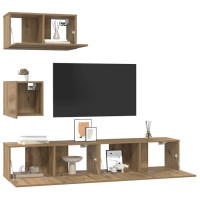 Produktbild för TV-bänkset 3 pcs Artisan Ek Konstruerat trä