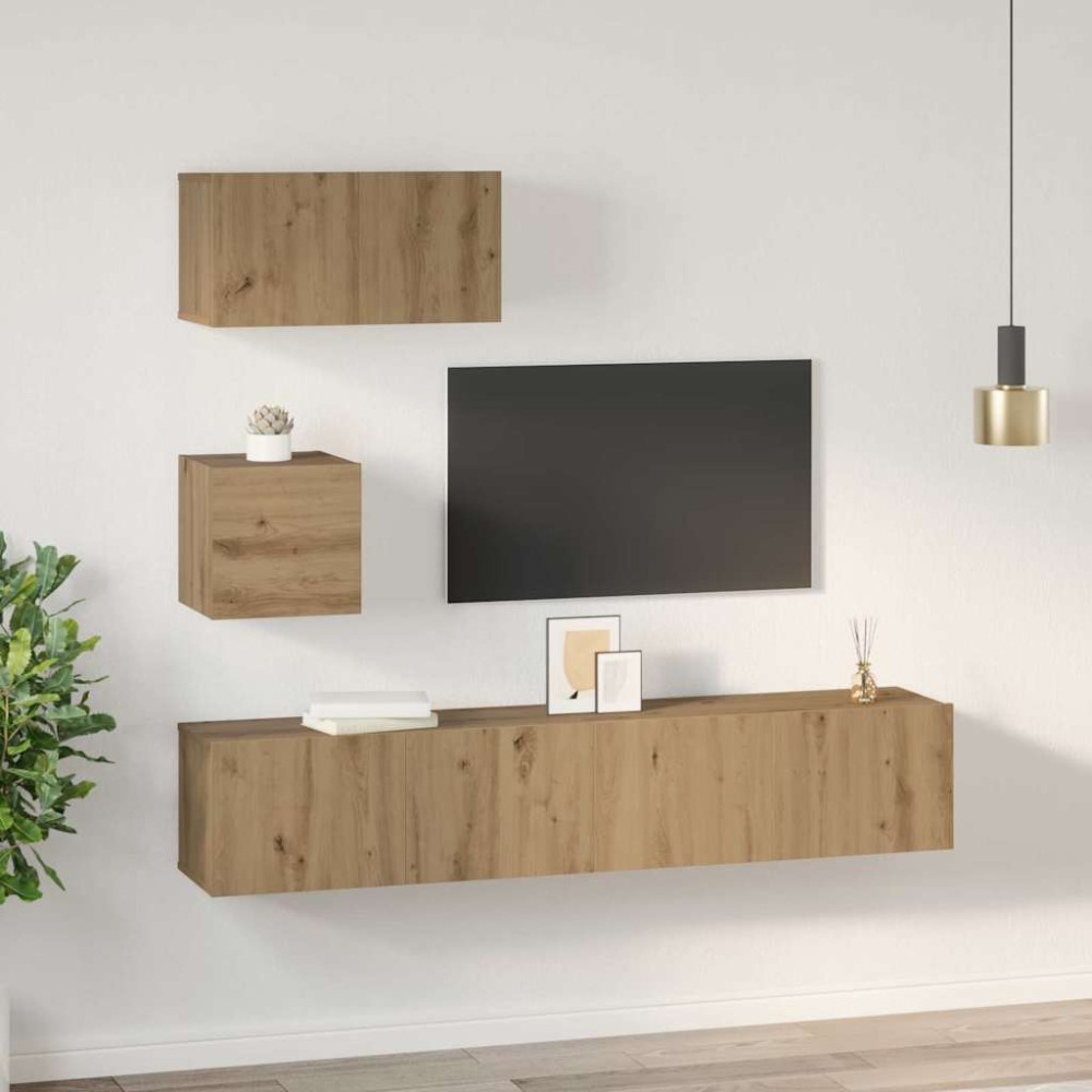 Produktbild för TV-bänkset 3 pcs Artisan Ek Konstruerat trä