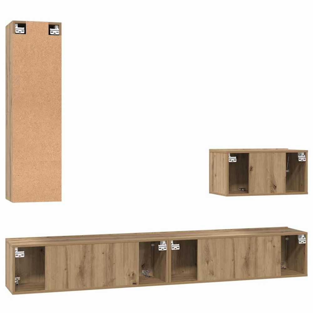 Produktbild för Vägg TV Skåp 4 pcs Artisan Ek Konstruerat trä