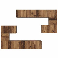Produktbild för TV-bänkset Väggmonterad 8 pcs Gammalt trä Konstruerat trä