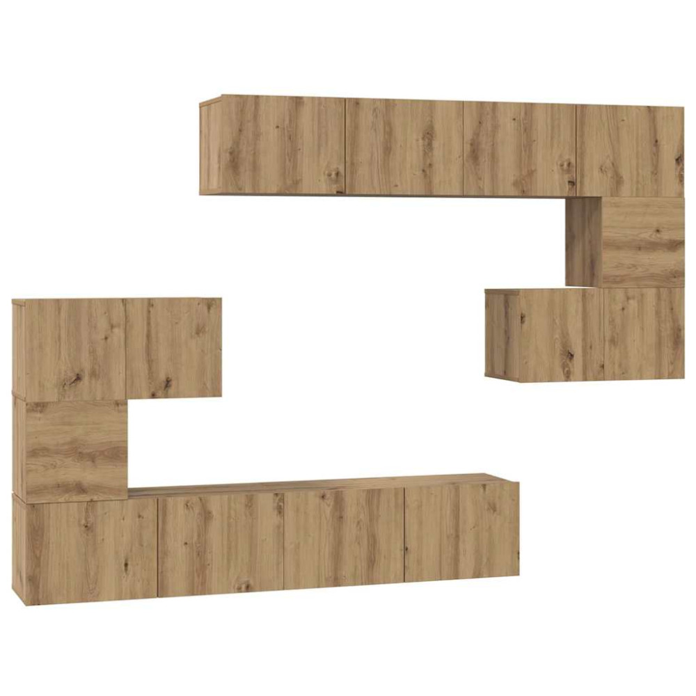Produktbild för TV-bänkset Väggmonterad 8 pcs Artisan Ek Konstruerat trä