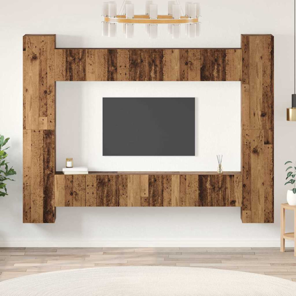 Produktbild för TV-bänkset 10 pcs Gammalt trä 30,5 x 30 x 90 cm Konstruerat trä