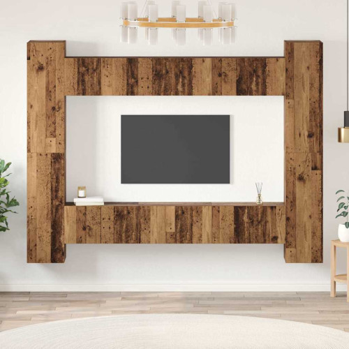 vidaXL TV-bänkset 10 pcs Gammalt trä 30,5 x 30 x 90 cm Konstruerat trä