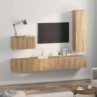 Produktbild för TV-bänkset 4 pcs Artisan Ek Konstruerat trä