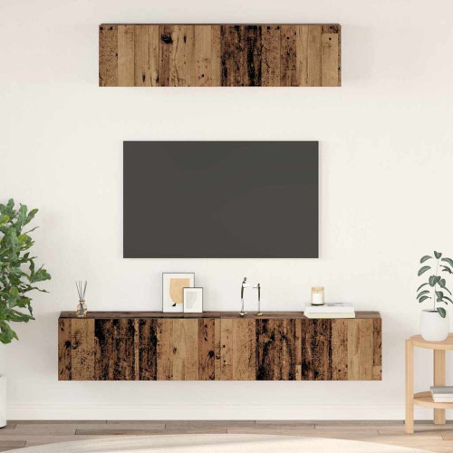 vidaXL TV-bänkset Väggmonterad 4 pcs Gammalt trä Konstruerat trä