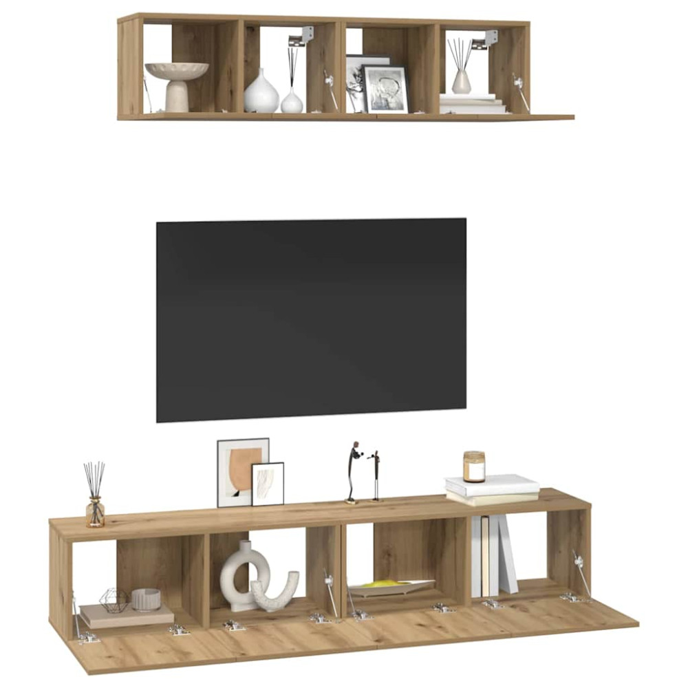 Produktbild för TV-bänkset 4 pcs Artisan Ek Konstruerat trä
