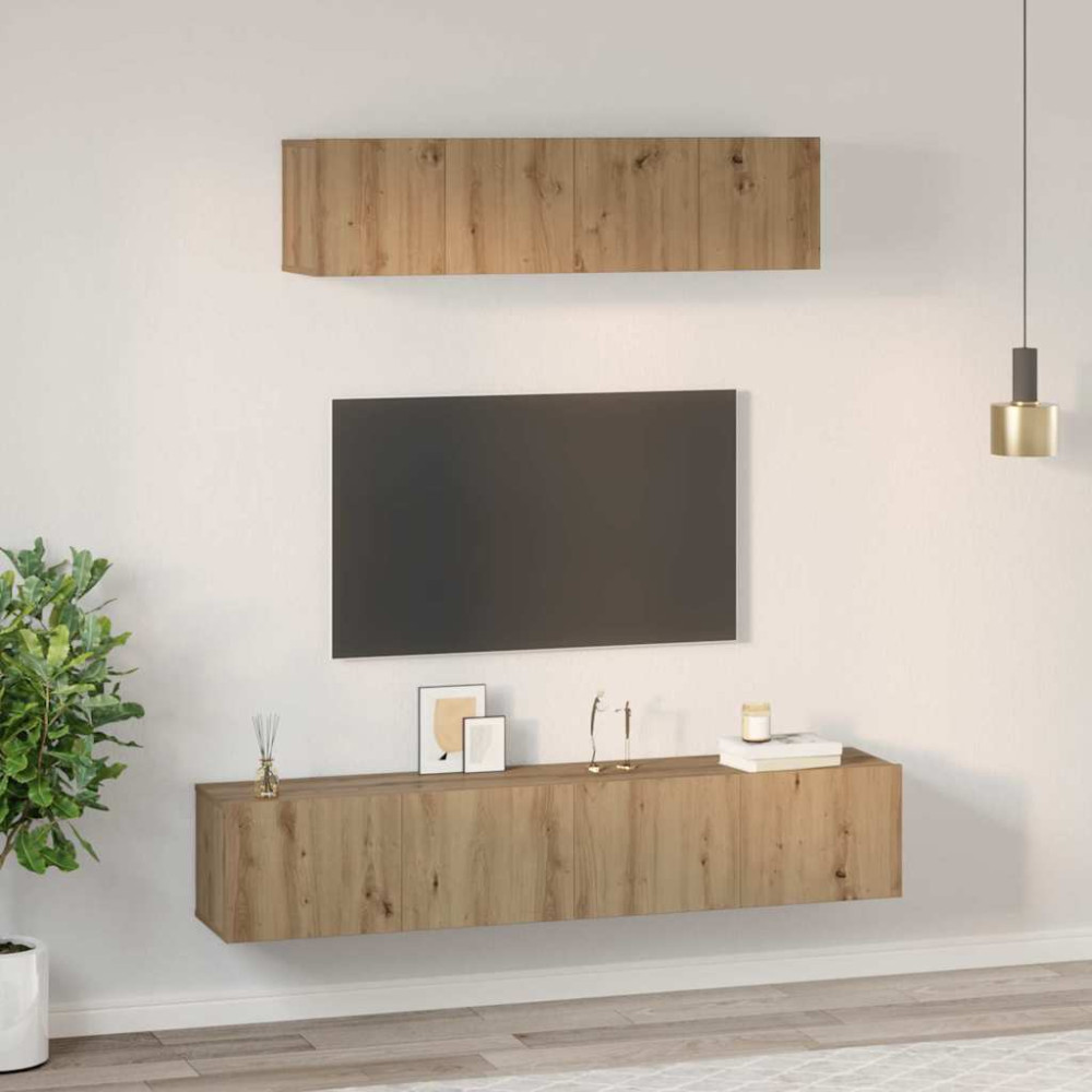 Produktbild för TV-bänkset 4 pcs Artisan Ek Konstruerat trä