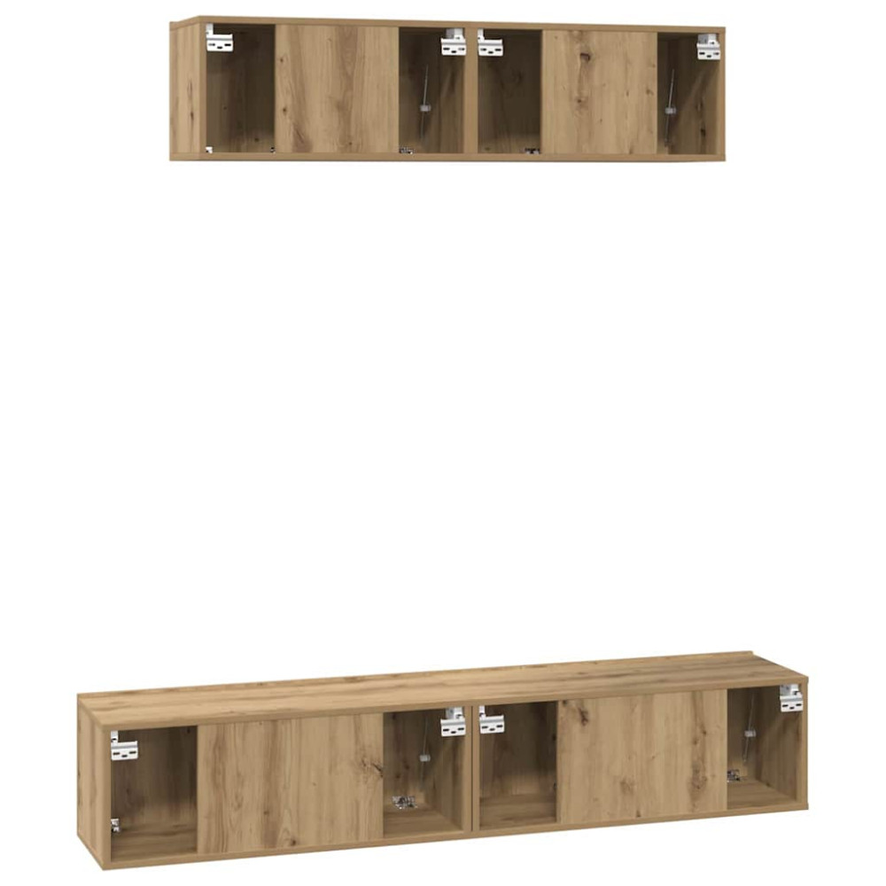 Produktbild för TV-bänkset 4 pcs Artisan Ek Konstruerat trä