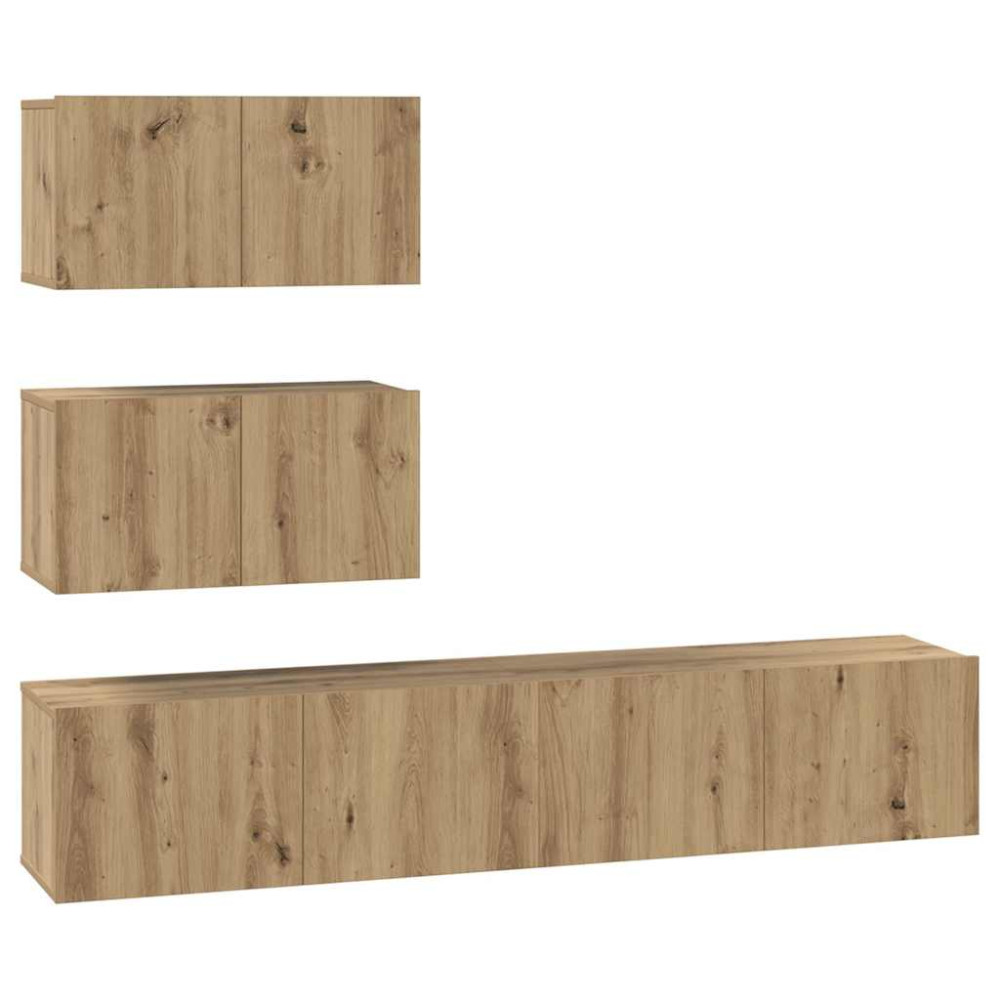 Produktbild för TV-bänkset 4 pcs Artisan-ek Konstruerat trä