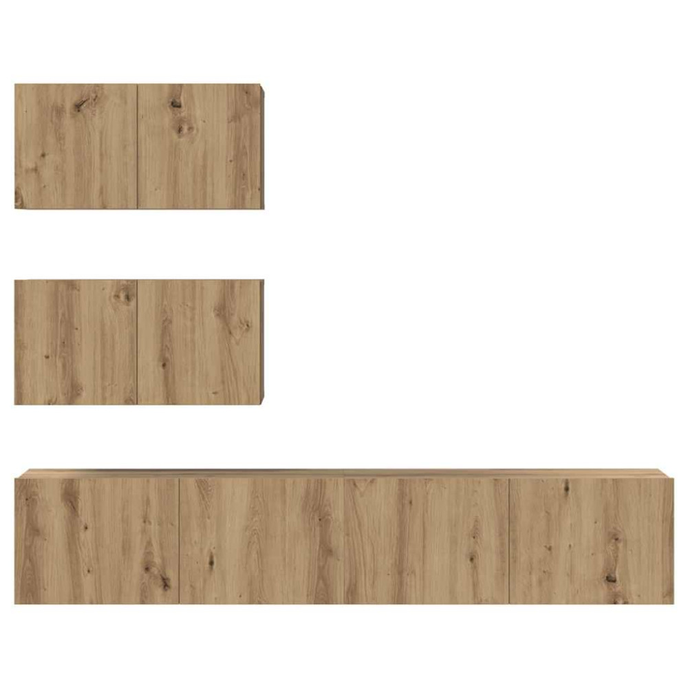 Produktbild för TV-bänkset 4 pcs Artisan-ek Konstruerat trä