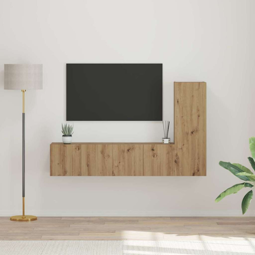 Produktbild för TV-bänkset 3 pcs Artisan Ek Konstruerat trä