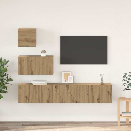 vidaXL TV-bänkset 4 pcs Artisan Ek Konstruerat trä